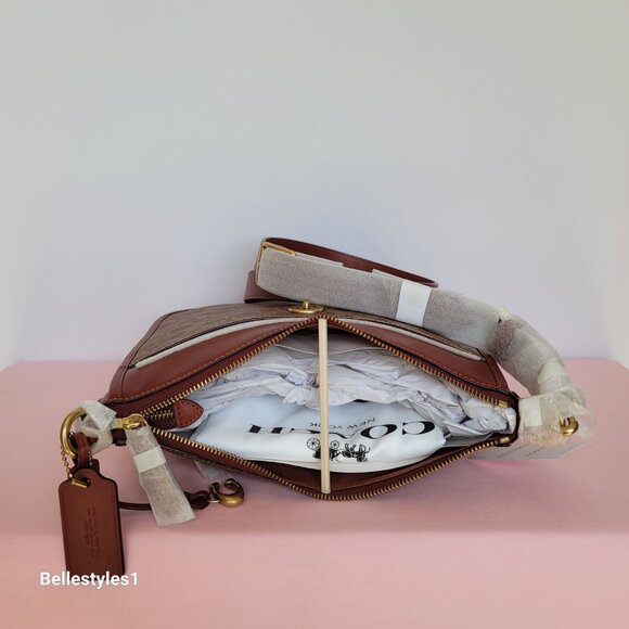 COACH Chaise Signature Canvas & Leather Crossbody Bag-Tan Rust color🎈$220. - Picture 12 of 16